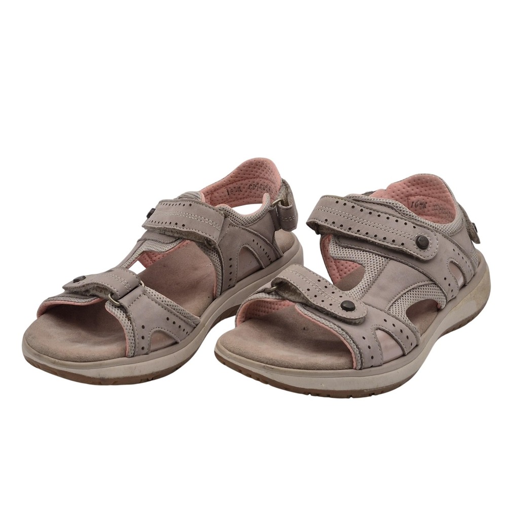 SAS Sandals Shoes Womens Size 10 Beige Leather Strappy Hook & Loop Comfort